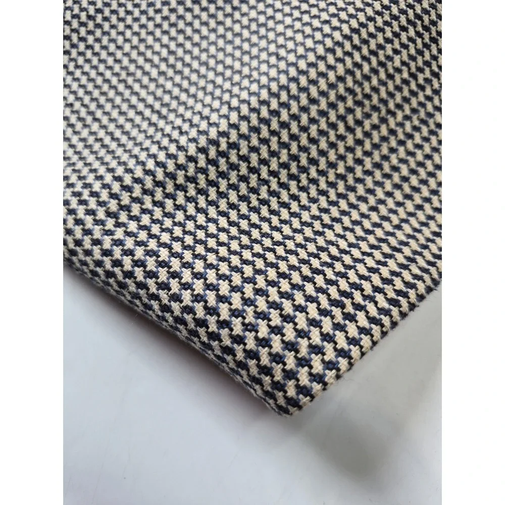Jeffrey Banks Mens Wool Silk Sport Coat 36L Blue Cream Geometric 3 Button Jacket
